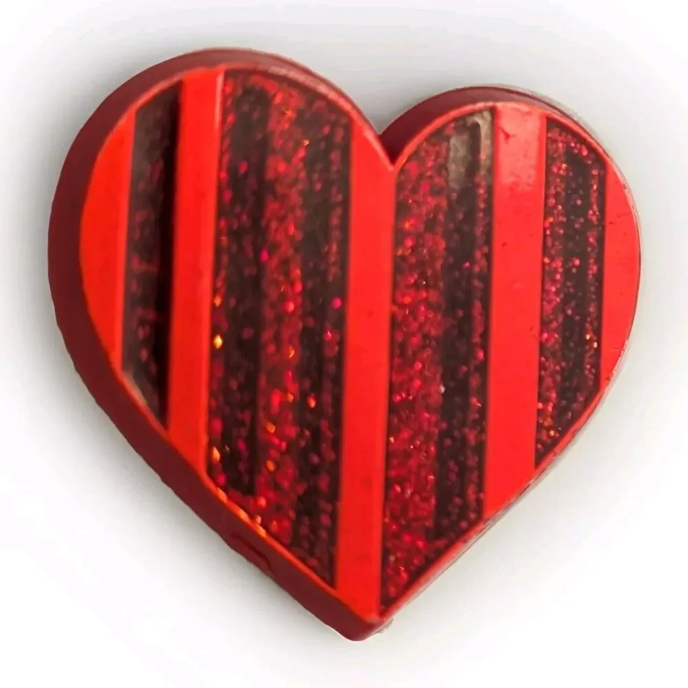 Vintage 1985 Hallmark Heart Pin Brooch Sparkle Glittery Red Plastic